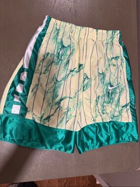 Nike Yellow and Teal Marble Basketball Shorts